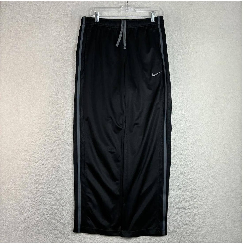 Y2K Nike Track Pants Men M Black Baggy Drawstring Sweatpants Loose Basketball